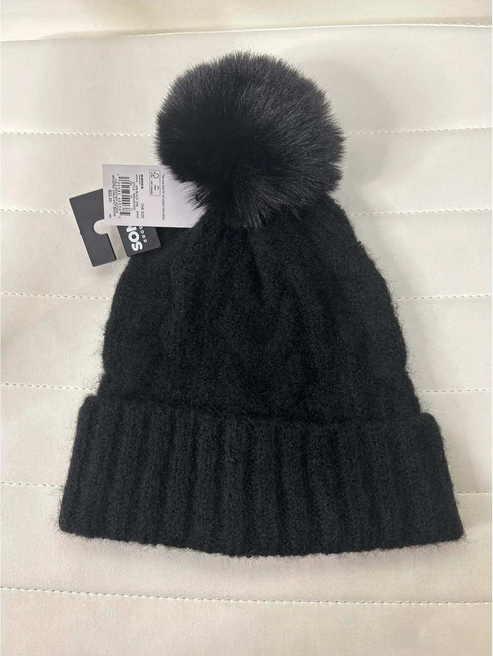 Sonoma Black Knit Pom-Pom Beanie Hat